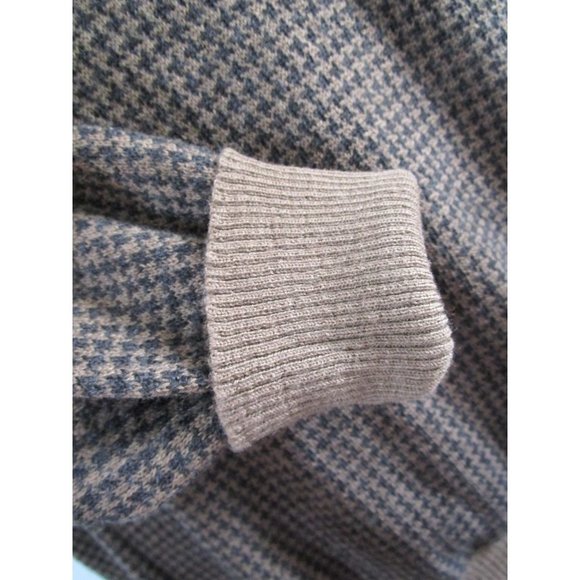Vintage Nordstrom Black Tan Houndstooth Sweater Merino Wool Mens Lg Italy - Picture 8 of 16
